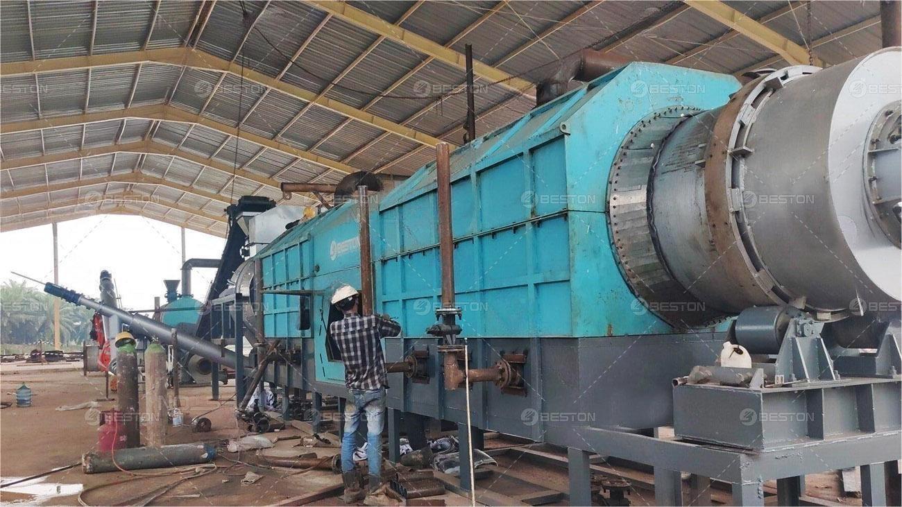 Install BST-10 Palm Kernel Shell Charcoal Machine in Indonesia